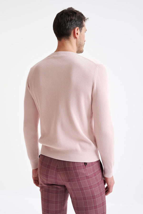 Scabal Crystal Pink 100% Cotton Rib Harrow Knitwear