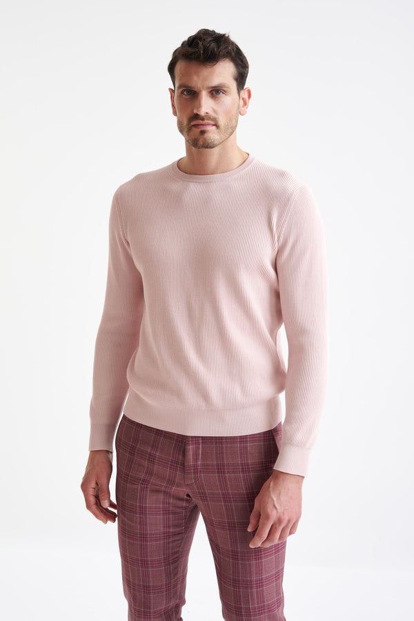 scabal Crystal Pink 100% Cotton Rib Harrow Knitwear