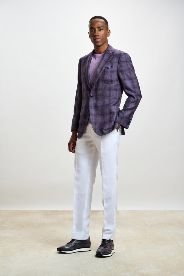 Scabal Dark Aubergine Check Soho Jacket