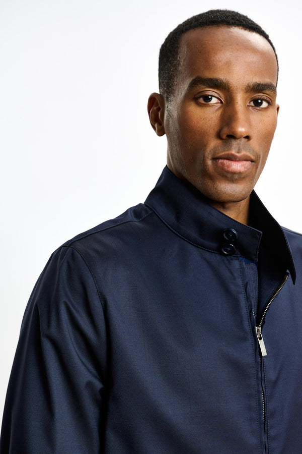 Scabal Dark Blue Warwick Bomber Jacket