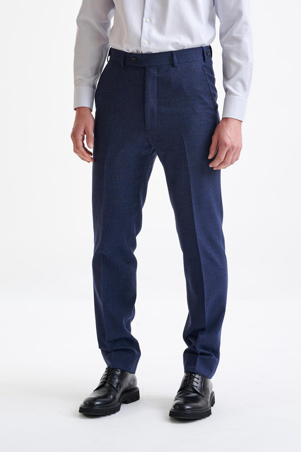 scabal Dark Blue Wool Farley Trousers Lifestyle