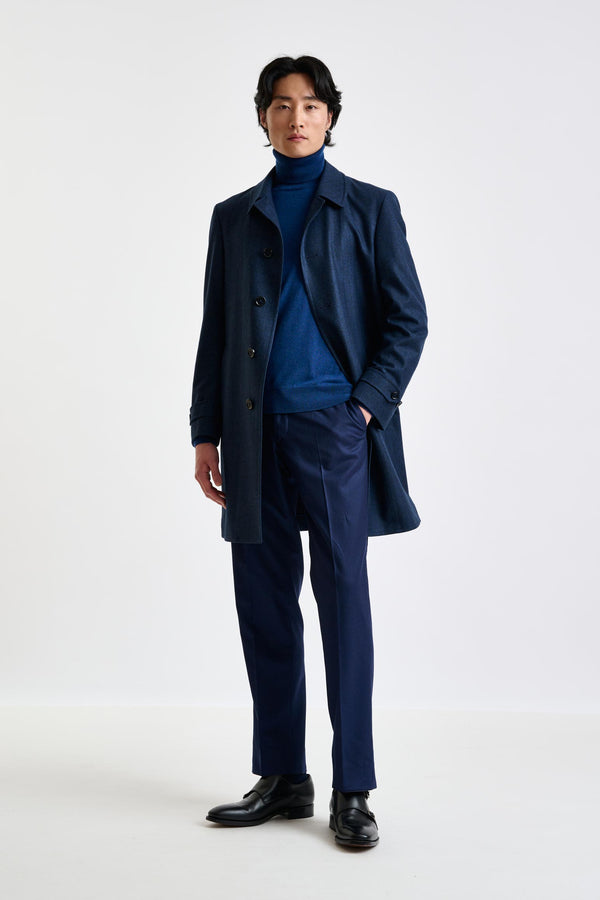 Scabal Dark Blue Wool Leeds Coat Zeus