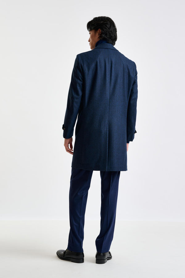 Scabal Dark Blue Wool Leeds Coat Zeus