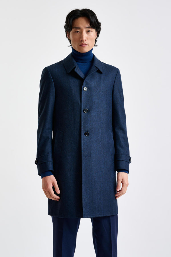 scabal Dark Blue Wool Leeds Coat Zeus