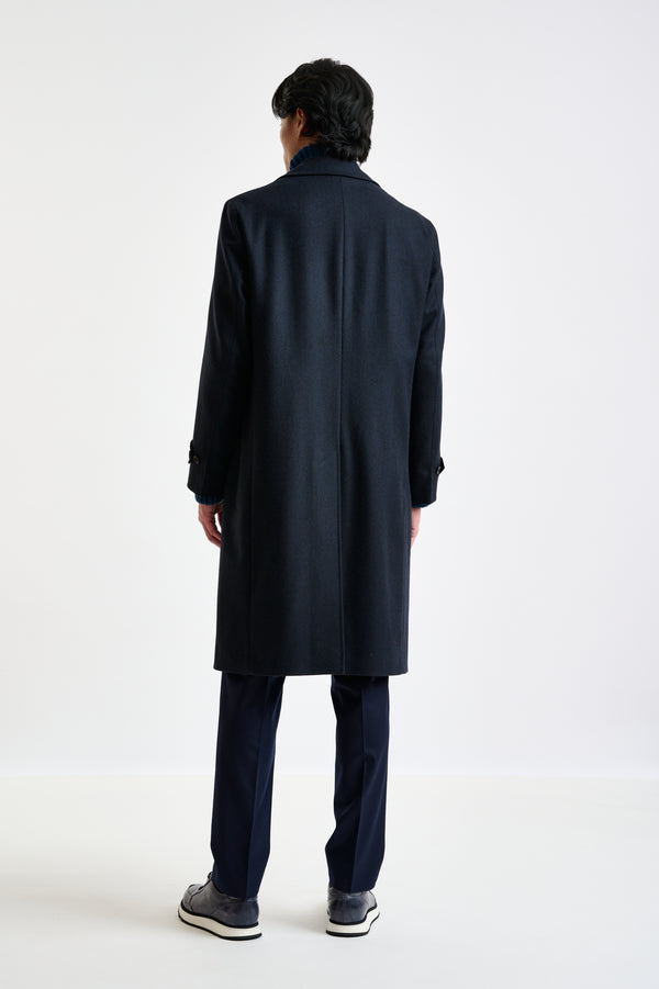 Scabal Dark Blue Wool Sheffield Overcoat Zeus