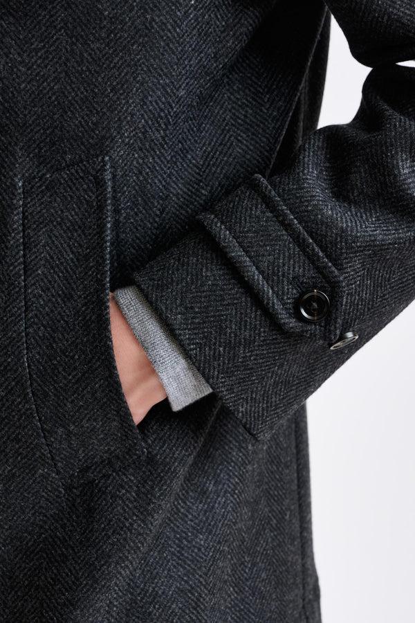 Scabal Dark Grey Wool Nelson Peacoat Zeus