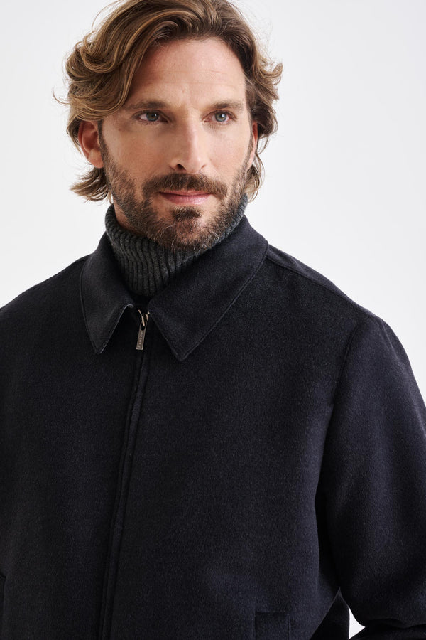 Scabal Dark Grey Wool Warwick Zeus Bomber Jacket