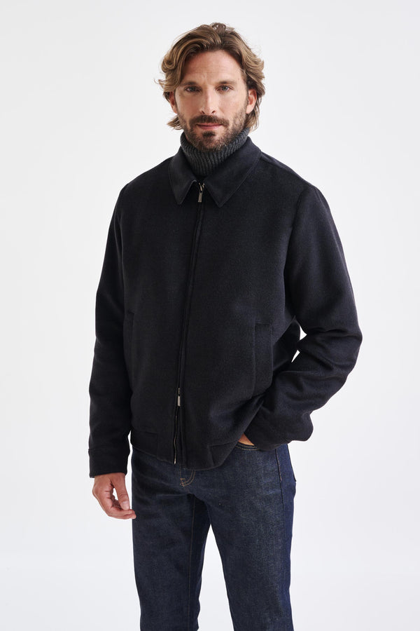 scabal Dark Grey Wool Warwick Zeus Bomber Jacket