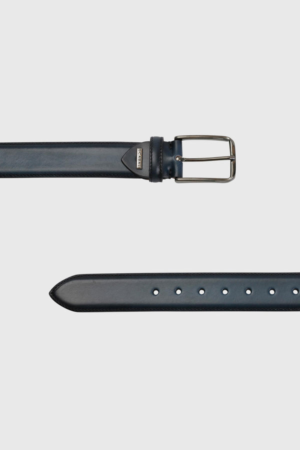 scabal Dark Navy Banbridge Leather Belt