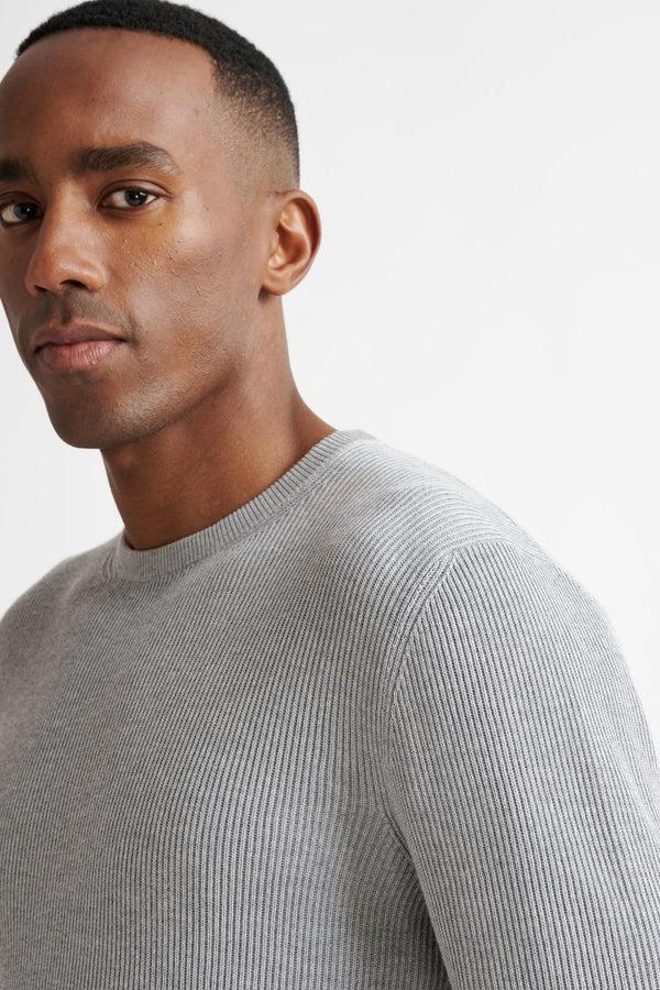 Scabal Dove Grey 100% Cotton Rib Harrow Knitwear