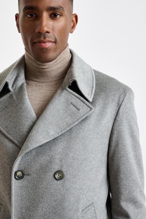 Scabal Grey 100% Cashmere Nelson Peacoat Zeus
