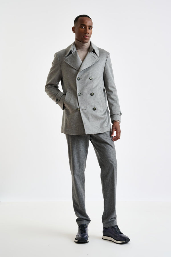 scabal Grey 100% Cashmere Nelson Peacoat Zeus