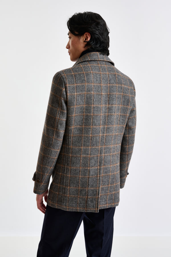 Scabal Grey Check Wool Nelson Peacoat