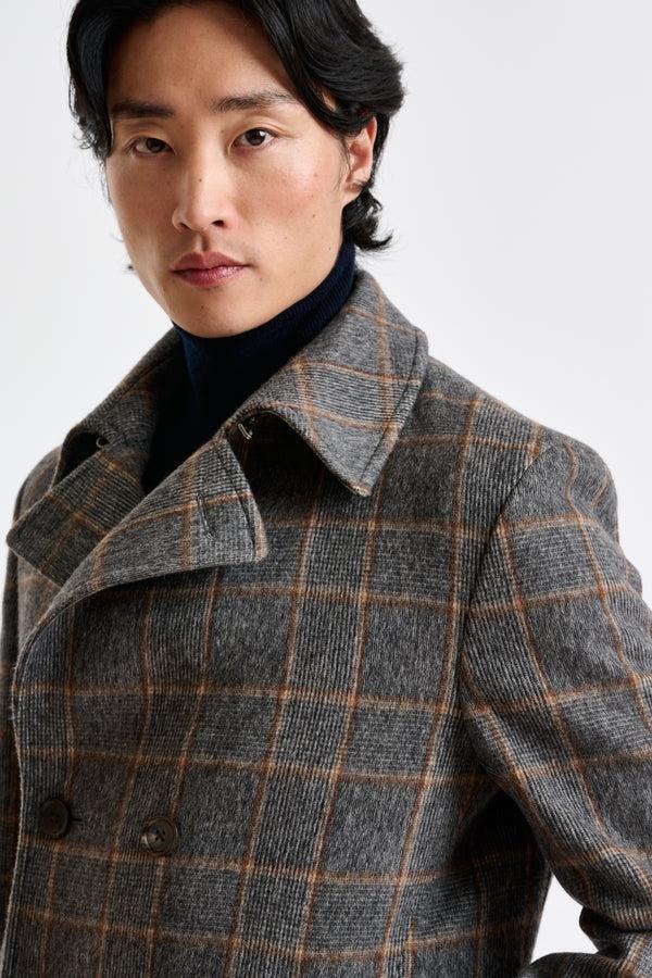 Scabal Grey Check Wool Nelson Peacoat