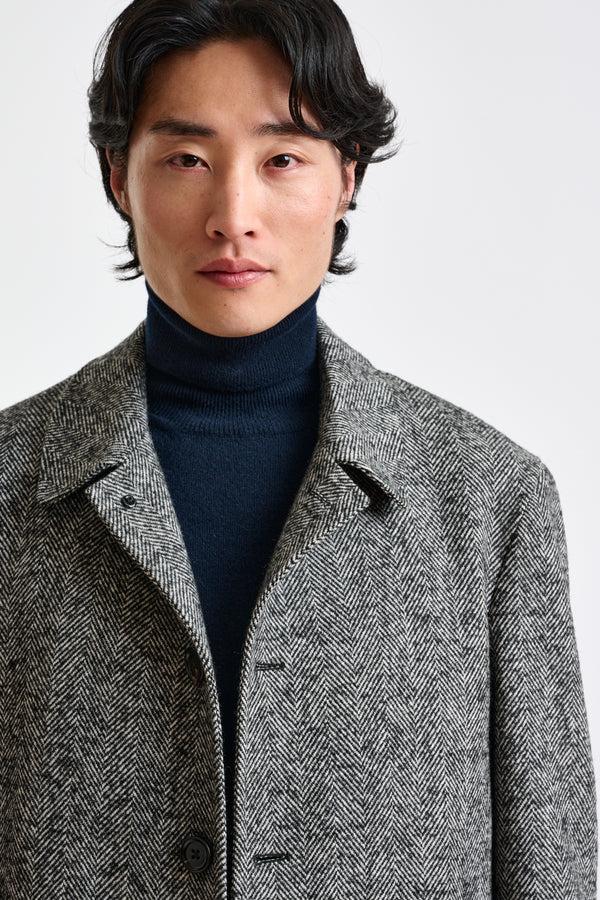 Scabal Grey Melange Wool Leeds Coat