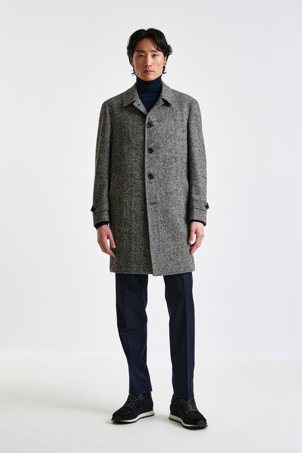 Scabal Grey Melange Wool Leeds Coat
