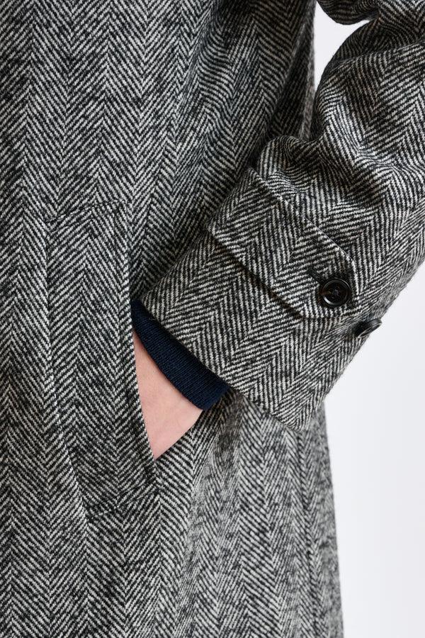 Scabal Grey Melange Wool Leeds Coat
