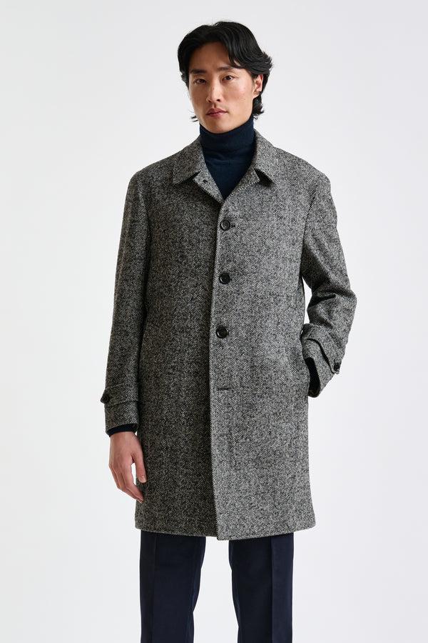 scabal Grey Melange Wool Leeds Coat