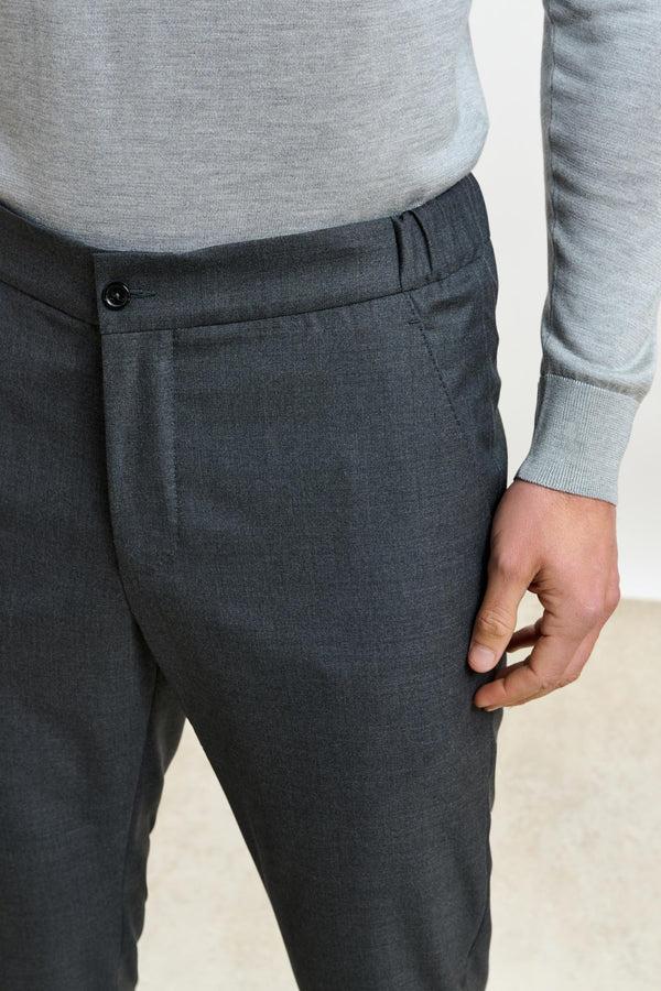 Scabal Grey Perth Drawstring Trousers Eton