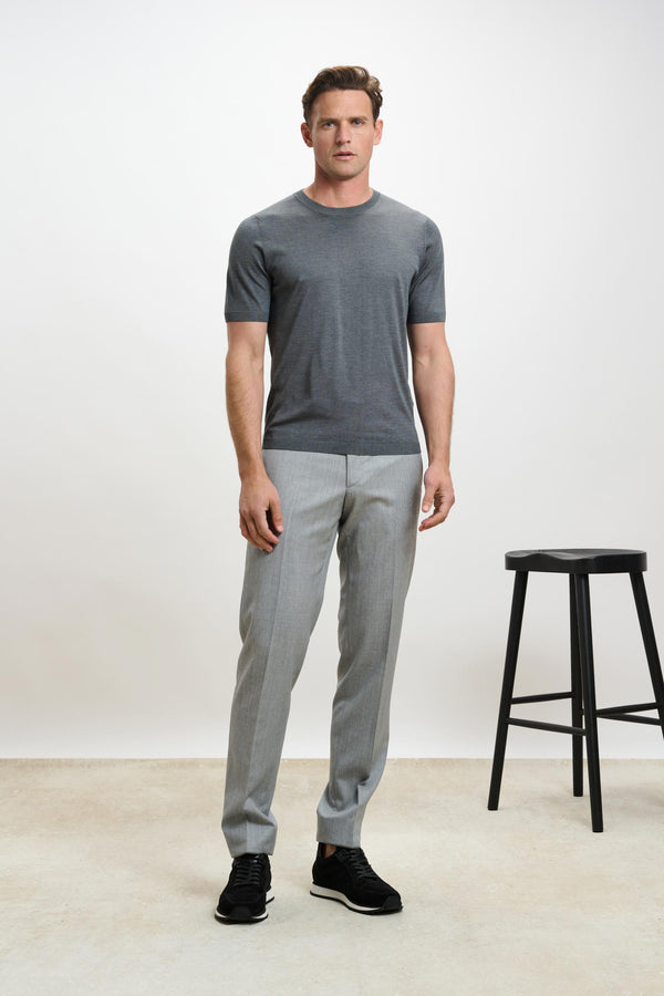 Scabal Grey Silk Penryn Short Sleeve Sweater