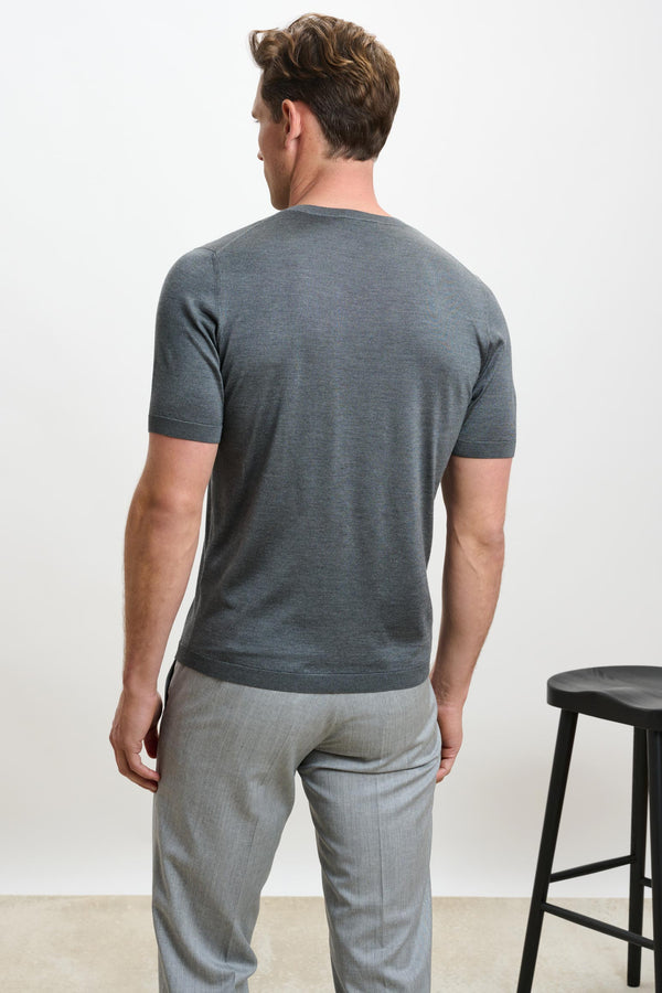 Scabal Grey Silk Penryn Short Sleeve Sweater