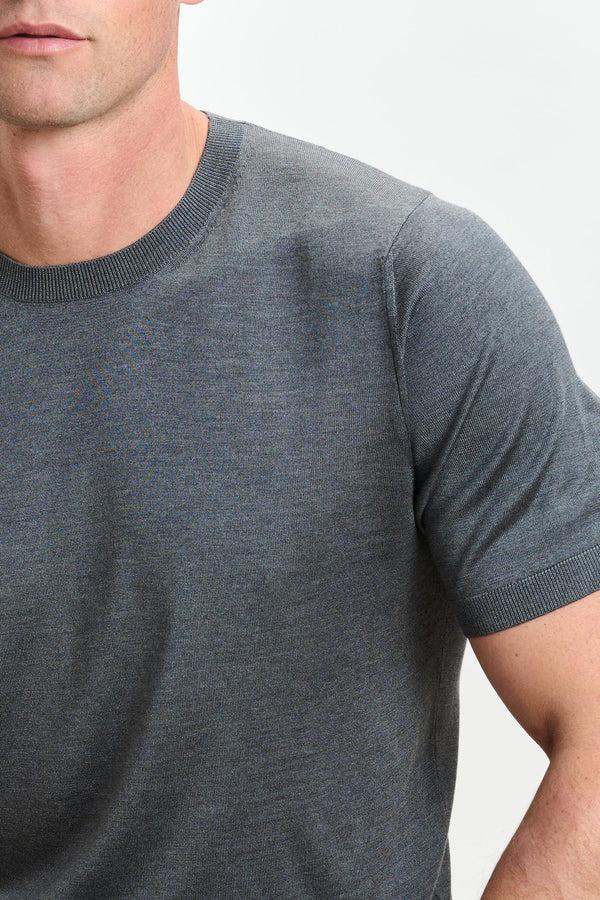 Scabal Grey Silk Penryn Short Sleeve Sweater