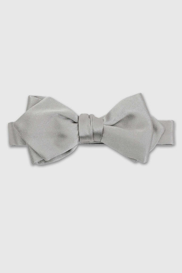scabal Grey Silk Satin Diamond Point Bow Tie
