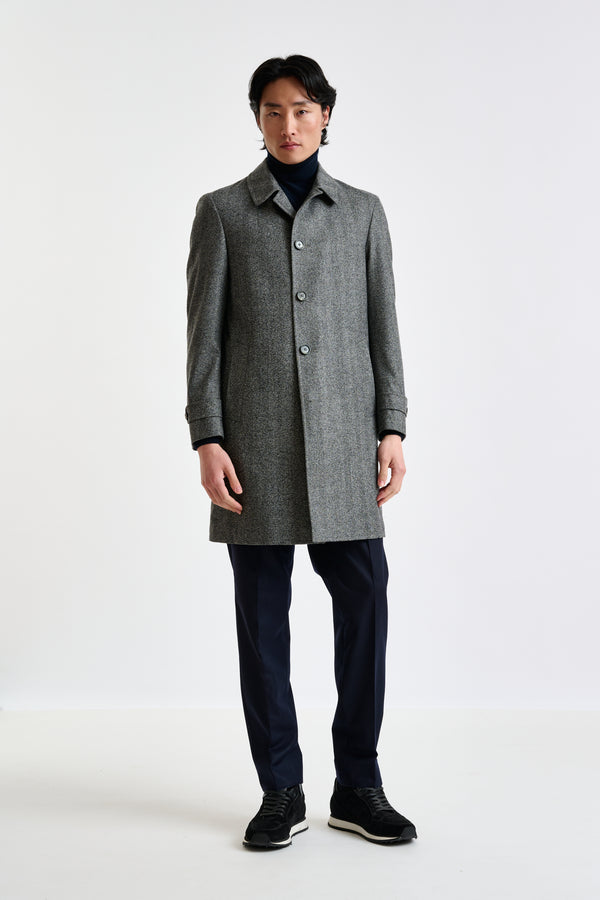 Scabal Grey Wool Leeds Coat Zeus