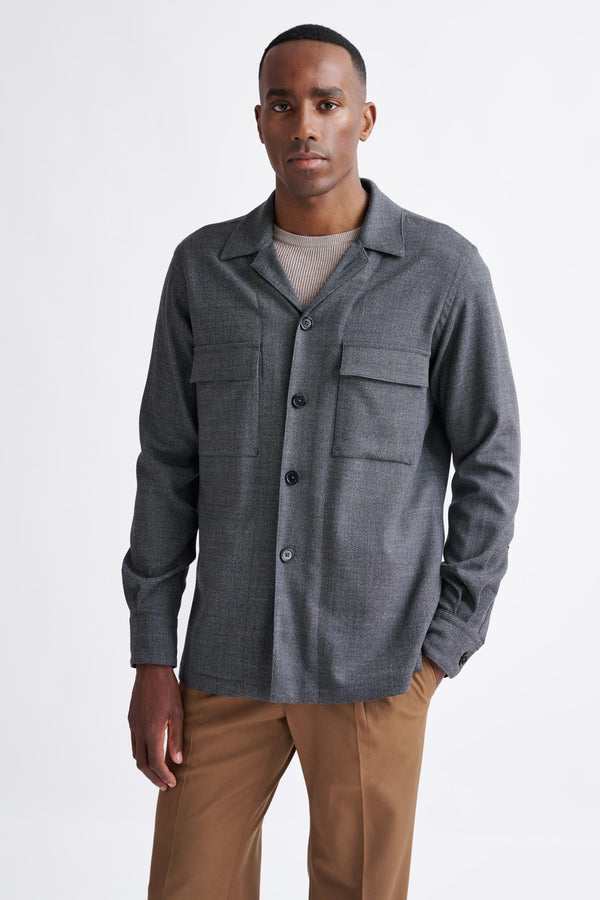 scabal Grey Wool Plymouth Shirt Jacket Connect