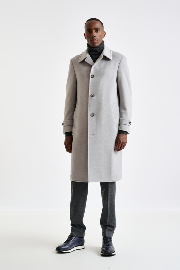 Scabal Grey Wool Sheffield Overcoat Zeus