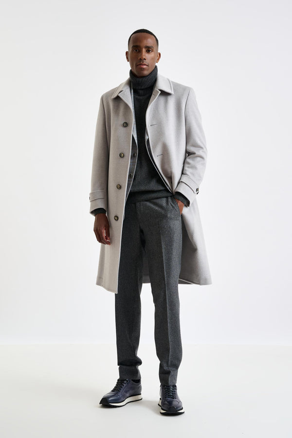 scabal Grey Wool Sheffield Overcoat Zeus