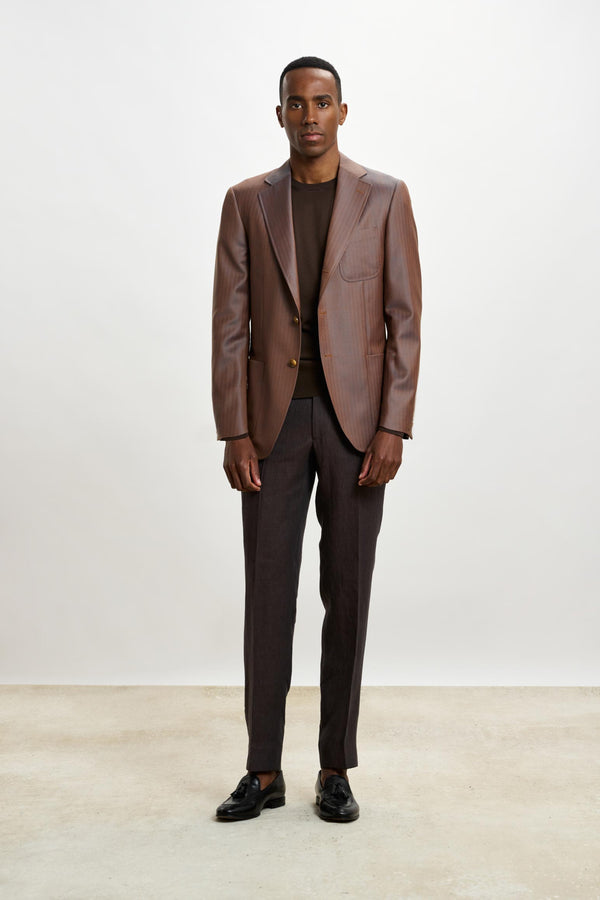 Scabal Herringbone Brown Soho Jacket Rhapsody