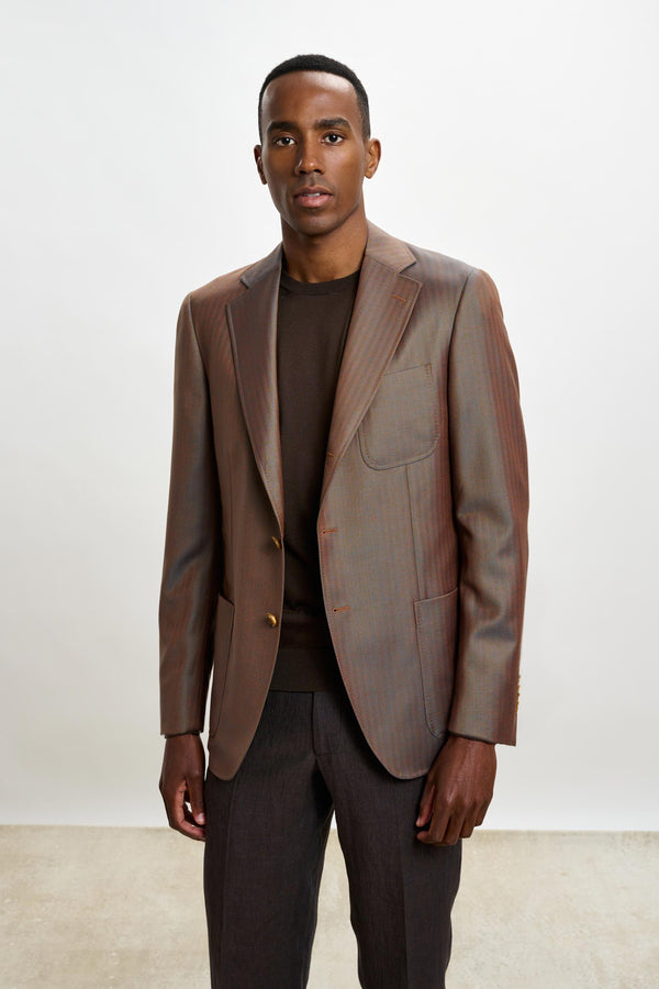 scabal Herringbone Brown Soho Jacket Rhapsody