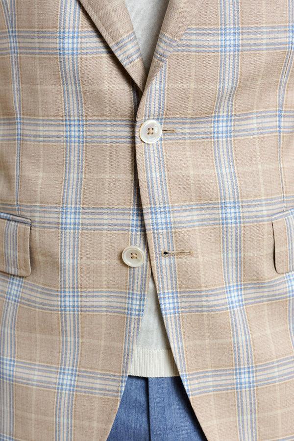 Scabal Light Beige & Blue Check Soho Jacket Mosaic