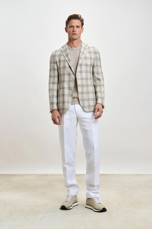 Scabal Light Beige Check Kenton Jacket Taormina