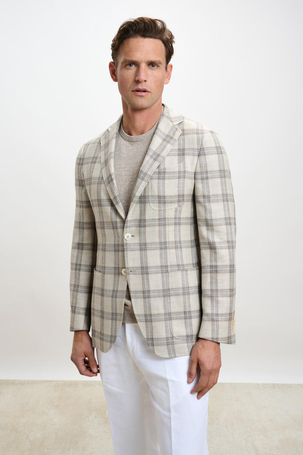 scabal Light Beige Check Kenton Jacket Taormina