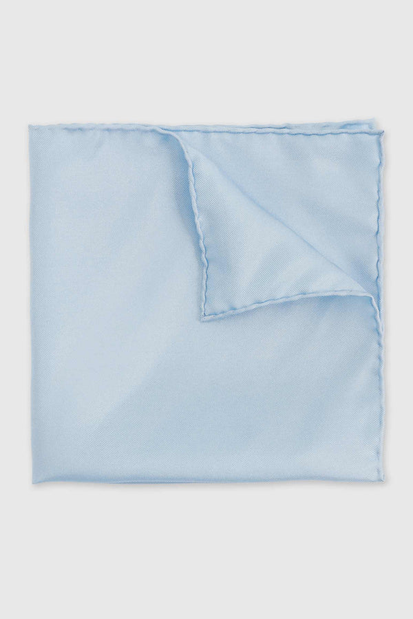 scabal Light Blue 100% Silk Handmade Pocket Square
