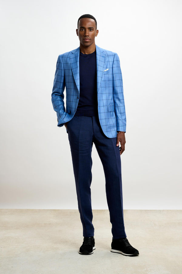 Scabal Light Blue Check Soho Jacket Taormina