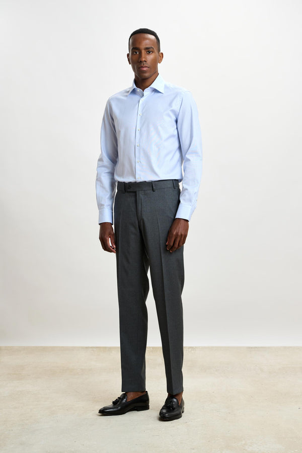 Scabal Light Blue Micro Check Pique Formal Shirt