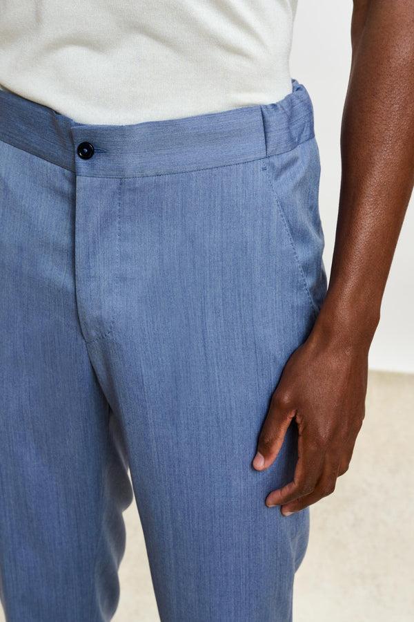 Scabal Light Blue Perth Drawstring Trousers Image