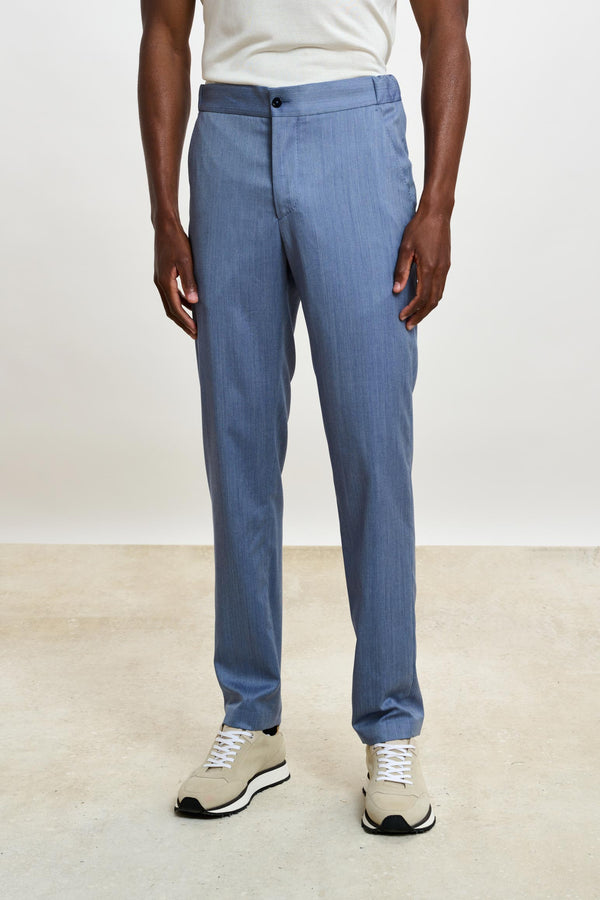 scabal Light Blue Perth Drawstring Trousers Image