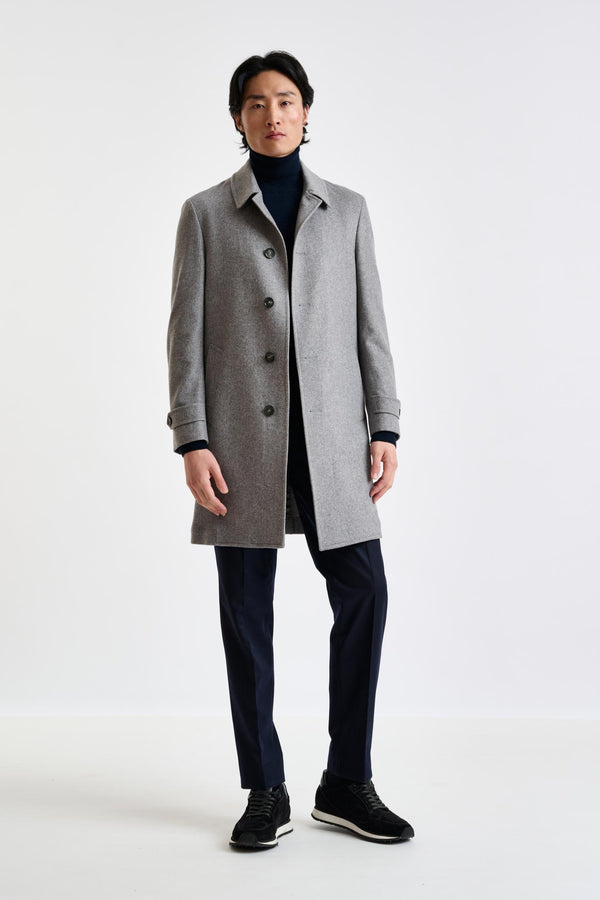 Scabal Light Grey 100% Cashmere Leeds Coat Zeus