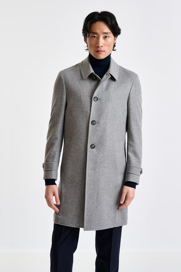 scabal Light Grey 100% Cashmere Leeds Coat Zeus