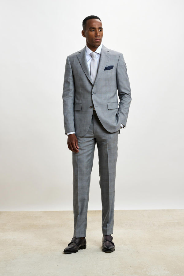 Scabal Light Grey Check Soho Suit Sleek