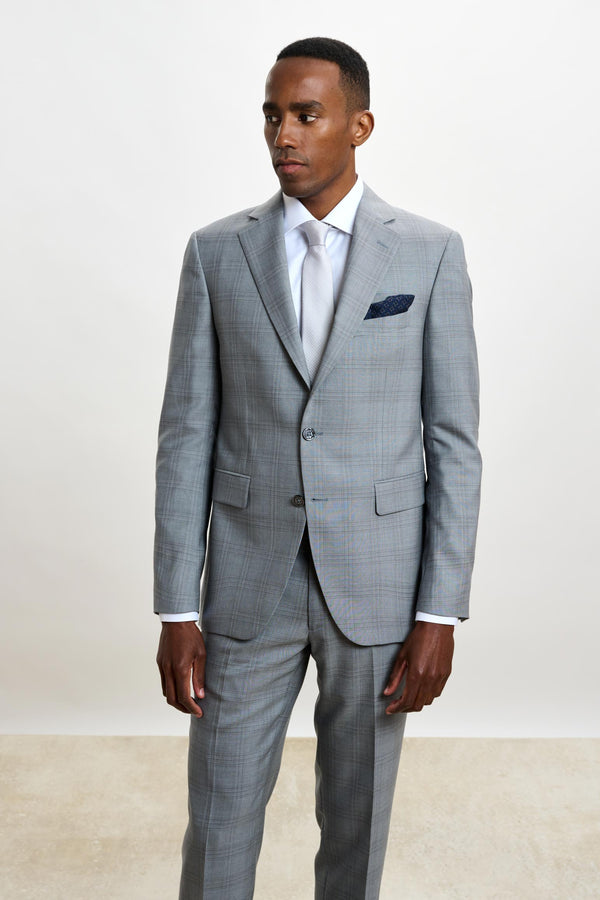 Scabal Light Grey Check Soho Suit Sleek