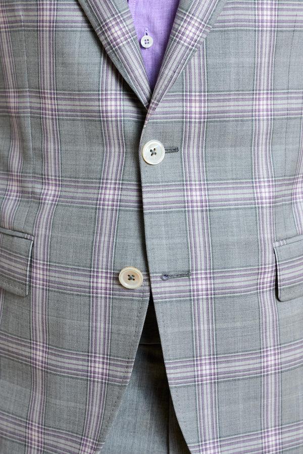 Scabal Light Grey & Lila Check Soho Jacket Mosaic