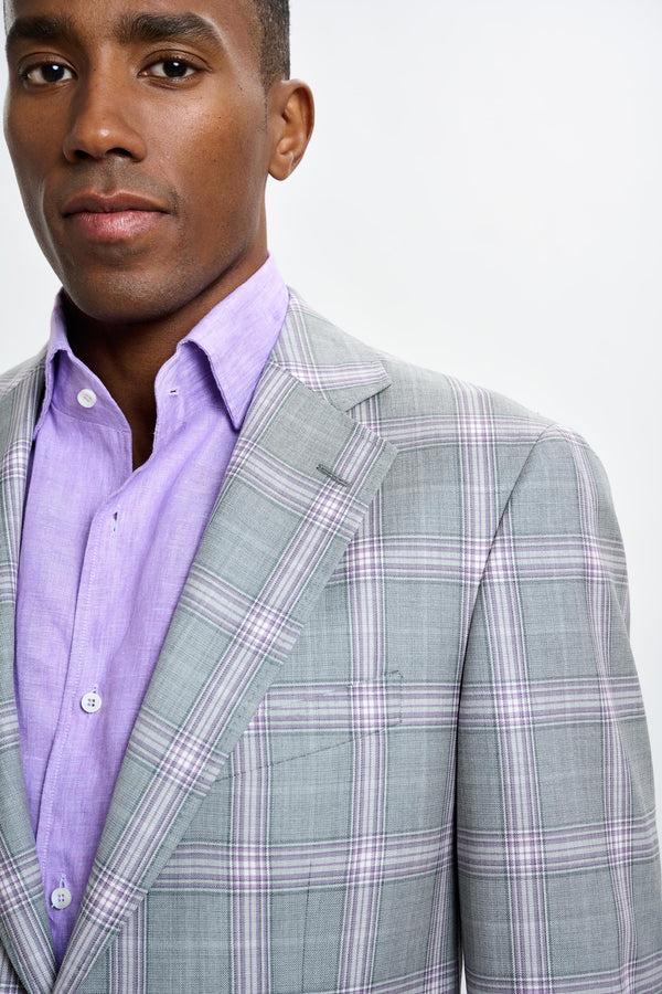 Scabal Light Grey & Lila Check Soho Jacket Mosaic