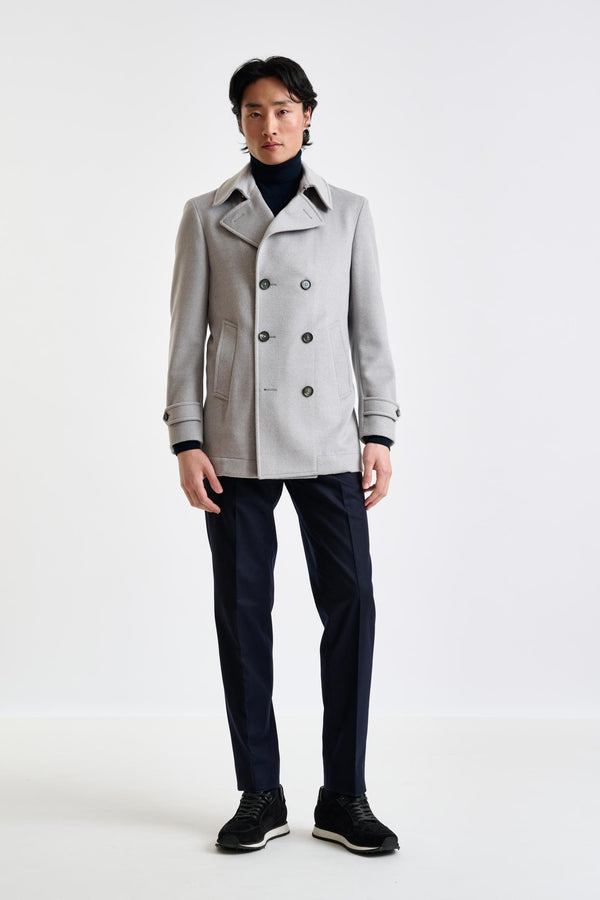 Scabal Light Grey Wool Nelson Peacoat Zeus