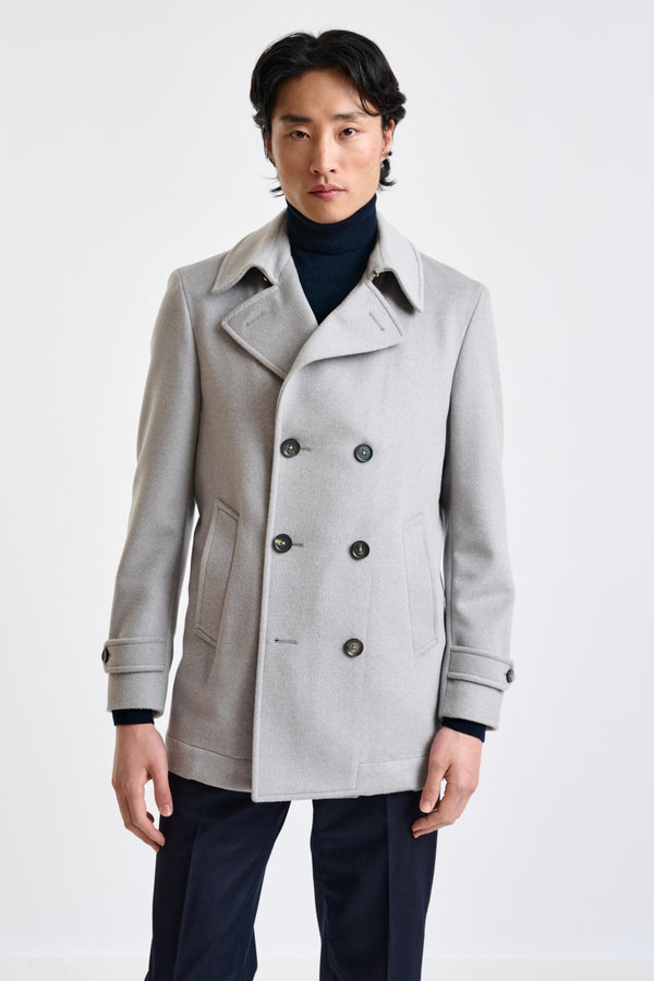 scabal Light Grey Wool Nelson Peacoat Zeus