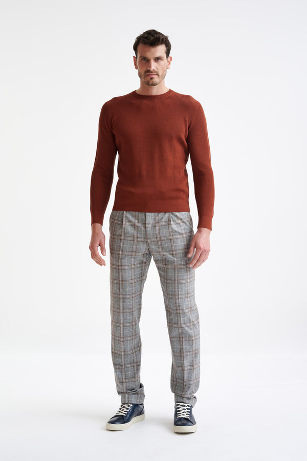 Scabal Mapple Brown 100% Cotton Rib Harrow Knitwear